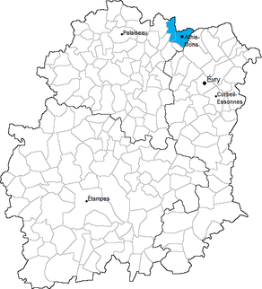 Situation du canton d’Athis-Mons dans le département Essonne