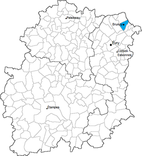 Situation du canton de Brunoy dans le département Essonne