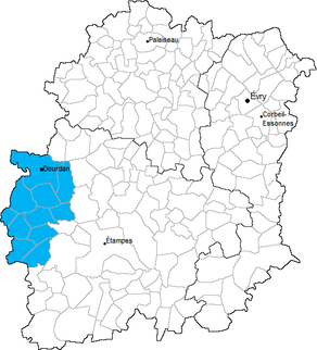 Situation du canton de Dourdan dans le département Essonne