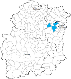 Situation du canton d'Évry-Sud dans le département Essonne