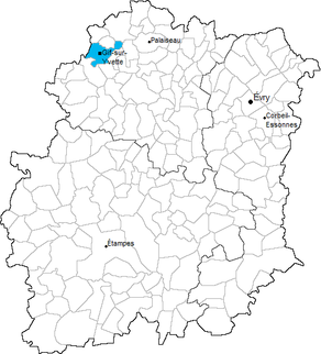 Situation du canton de Gif-sur-Yvette dans le département Essonne