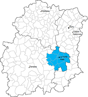 Situation du canton de Ferté-Alais dans le département Essonne