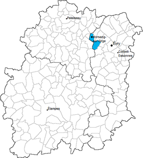 Situation du canton de Morsang-sur-Orge dans le département Essonne