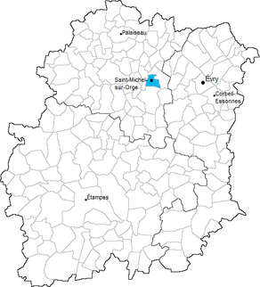Situation du canton de Saint-Michel-sur-Orge dans le département Essonne