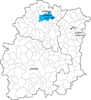 Situation du canton de Villebon-sur-Yvette dans le département Essonne