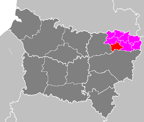 Situation du canton de Sains-Richaumont dans le département Aisne