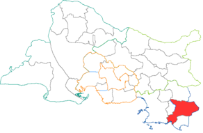 Situation du canton d'Aubagne-Est dans le département Bouches-du-Rhône