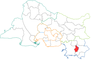 Situation du canton d’Aubagne-Ouest dans le département Bouches-du-Rhône