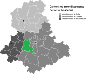 Situation du canton d'Aixe-sur-Vienne dans le département Haute-Vienne
