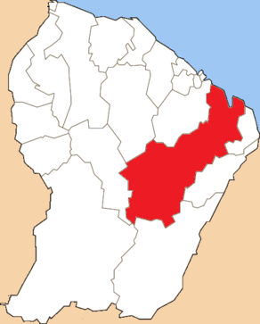 Situation du canton d'Approuague-Kaw dans le département Guyane