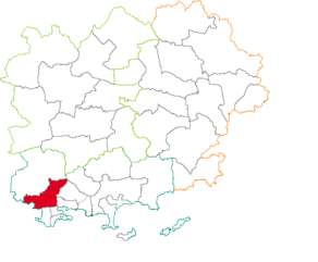Situation du canton d'Ollioules dans le département Var
