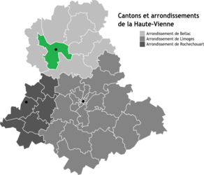 Situation du canton de Bellac dans le département Haute-Vienne