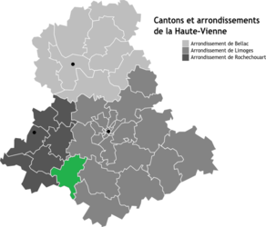Situation du canton de Châlus dans le département Haute-Vienne