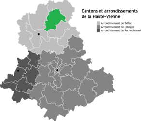 Situation du canton de Magnac-Laval dans le département Haute-Vienne