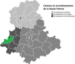 Situation du canton de Rochechouart dans le département Haute-Vienne