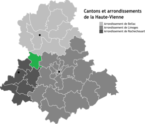 Situation du canton de Saint-Junien-Est dans le département Haute-Vienne