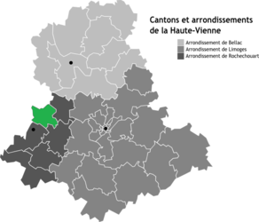 Situation du canton de Saint-Junien-Ouest dans le département Haute-Vienne