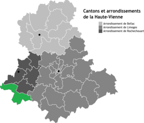 Situation du canton de Saint-Mathieu dans le département Haute-Vienne