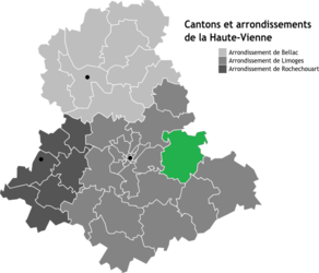 Situation du canton de Saint-Léonard-de-Noblat dans le département Haute-Vienne