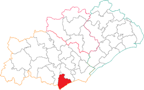 Situation du canton de Béziers-4 dans le département Hérault