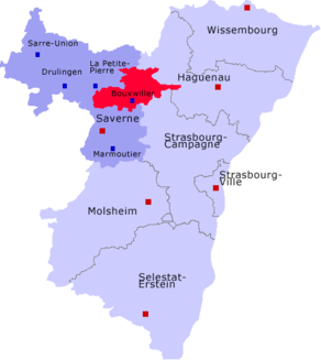 Situation du canton de Bouxwiller dans le département Bas-Rhin