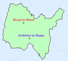 Situation du canton d'Ambérieu-en-Bugey dans le département Ain