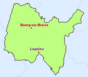 Situation du canton de Lagnieu dans le département Ain