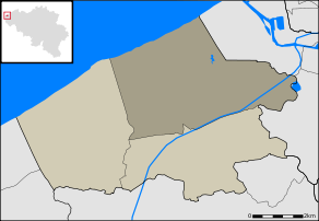 Localisation d'Oostduinkerke au sein de Coxyde