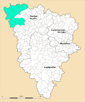 Situation du canton de Bonnières-sur-Seine dans le département Yvelines