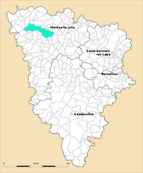 Situation du canton de Mantes-la-Ville dans le département Yvelines