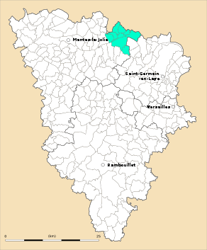 Situation du canton de Meulan-en-Yvelines dans le département Yvelines