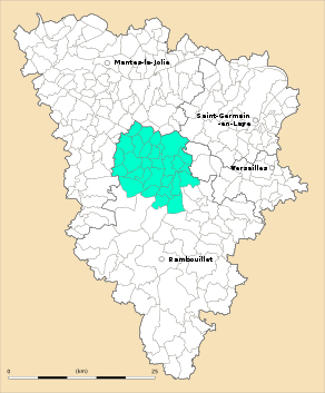 Situation du canton de Montfort-l'Amaury dans le département Yvelines