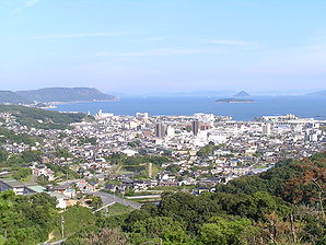 Kurashiki City Kojima town seen from Washuzan skyline.JPG