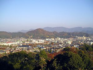 The Mt Sawa is looked at from Hikone Castle Shiga.jpg