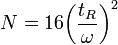 N=16{\left(\frac{t_R}{\omega}\right)}^2