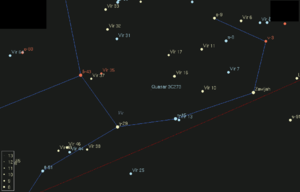 Position de 3C 273 dans la constellation de la Vierge.