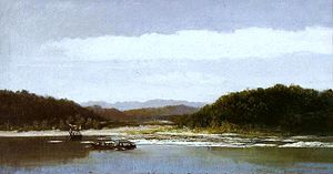 Huile sur toile d'Adolphe Potémont représentant une baie du Brésil