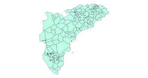 Carte des communes de la province d'Alicante
