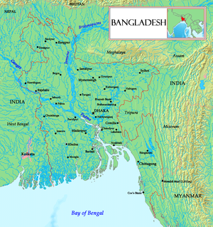 Carte des cours d'eau principaux au Bangladesh