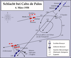 Carte de la bataille du cap de Palos