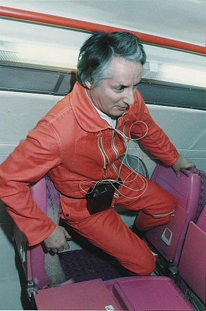 Claude Gaudeau le 26 février 1991 au cours d'un vol parabolique de l'ESA