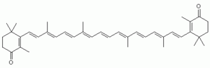 Structure de la canthaxanthine un caroténoïde  xanthophylle.