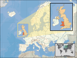 Localisation du pays de Galles en Europe