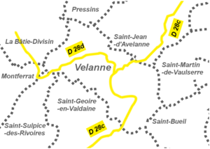 Communes limitrophes de Velanne