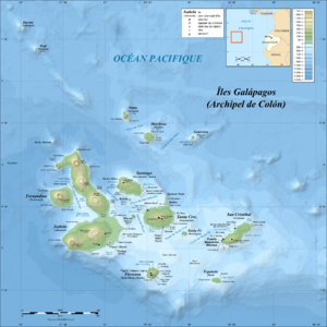 Carte topographique et bathymétrique des Îles Galápagos