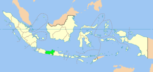 Carte de l'Indonésie mettant en évidence la province de Java Centre (en vert clair)