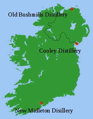 Irish whiskey distillery map.svg