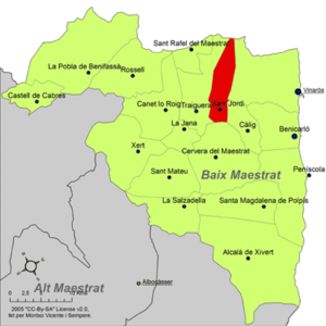 Localisation de San Jorge dans la comarque du Baix Maestrat