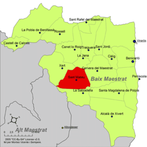 Localisation de San Mateu dans le Baix Maestrat
