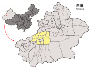 Localisation de la préfecture d'Aksou (en jaune)
